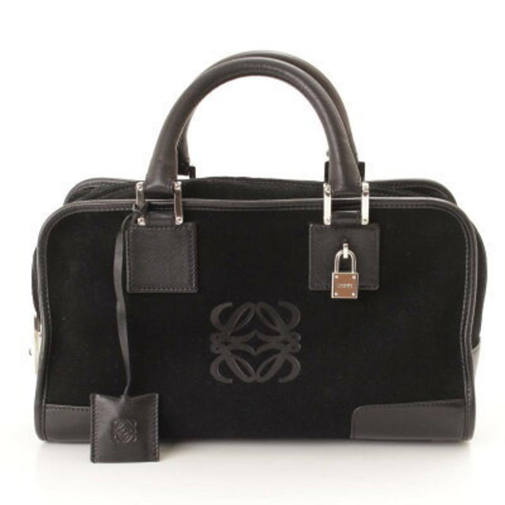 Loewe Amazona Suede x Handbag with Padlock Black